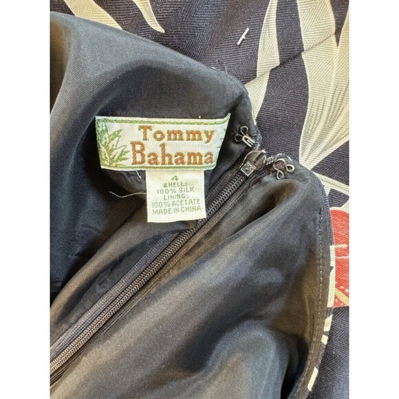 Vintage Tommy Bahama BlackFloral 100% Silk Dress Size 4 - Picture 9 of 10